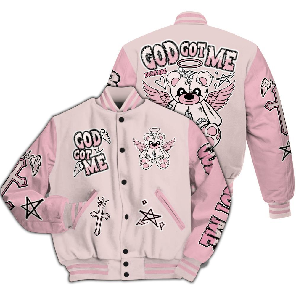 Varsity Jacket To Match Dunk Low KD 17 Aunt Pearl - Gods Guides Me Bear All Over Print