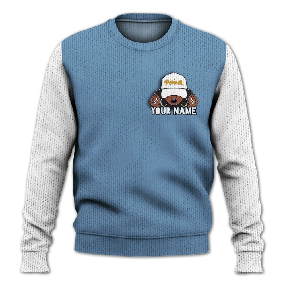 Knitted Sweater To Match High OG First In Flight 1s, Custom Name Black Girl