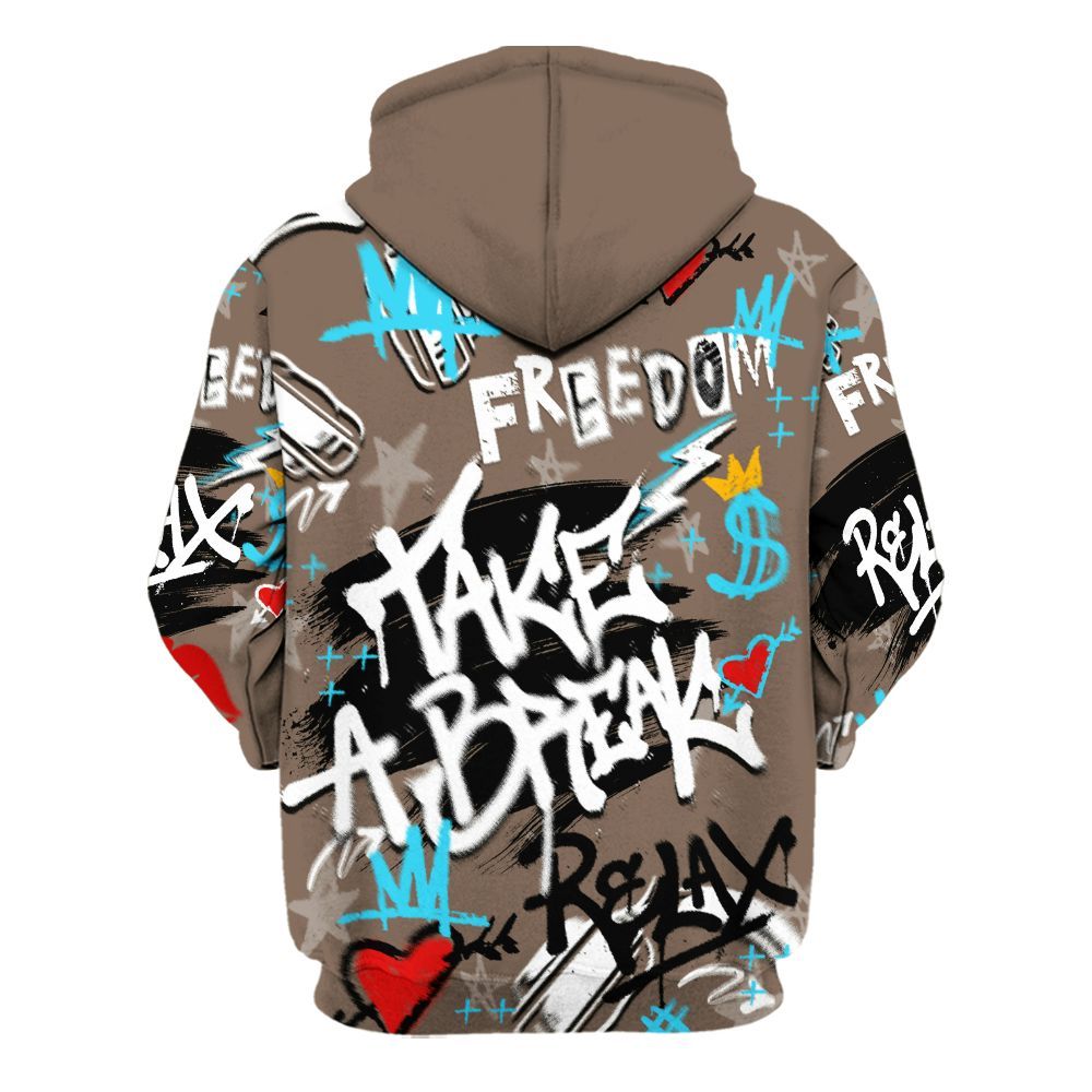 Hoodie To Match Olive Concord 9s - Take Break Freedom Graffiti Streetwear All Over Print