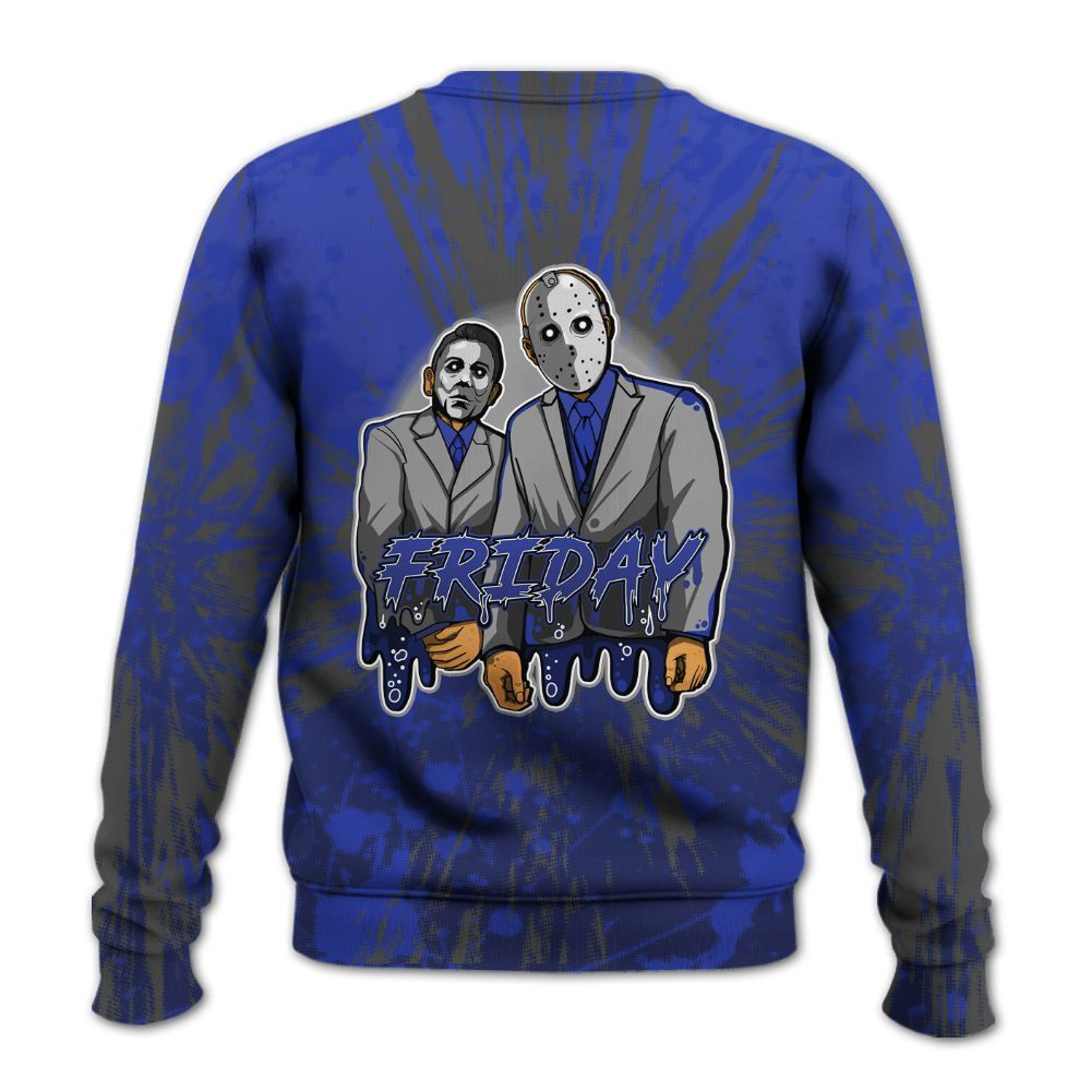 Sweatshirt To Match Air Max Plus Black Racer Blue - Friday Halloween Graphic Luxury All Over Print