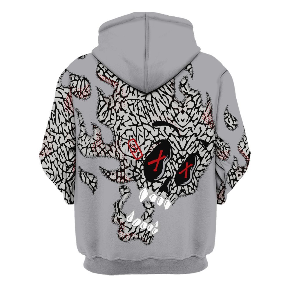 Hoodie To Match Cement Grey 3s - All Hustle No Lucky Skull All Over Print