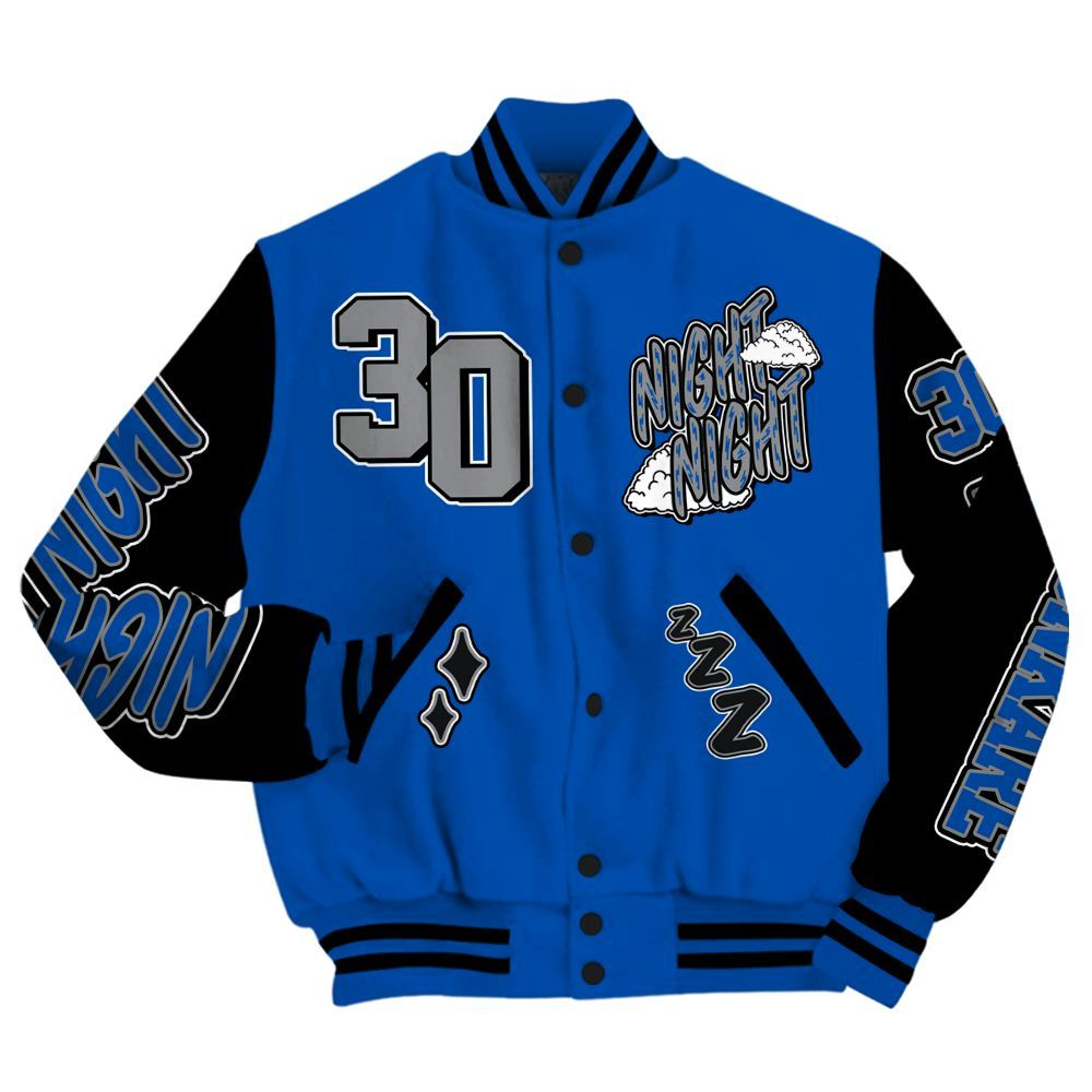 Varsity Jacket To Match Racer Blue 5s - Seeya Skeleton All Over Print