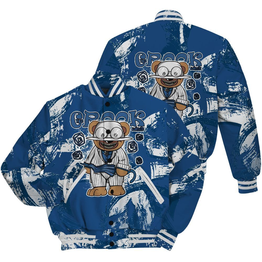 Varsity Jacket To Match High OG Midnight Navy 1s Shirt - Swindler Bear Circle Slpash All Over Print