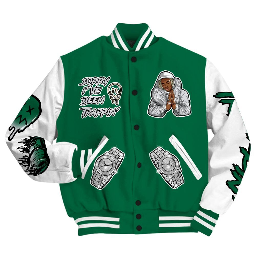 Varsity Jacket To Match Pine Green 4s - Trappin' Unique All Over Print