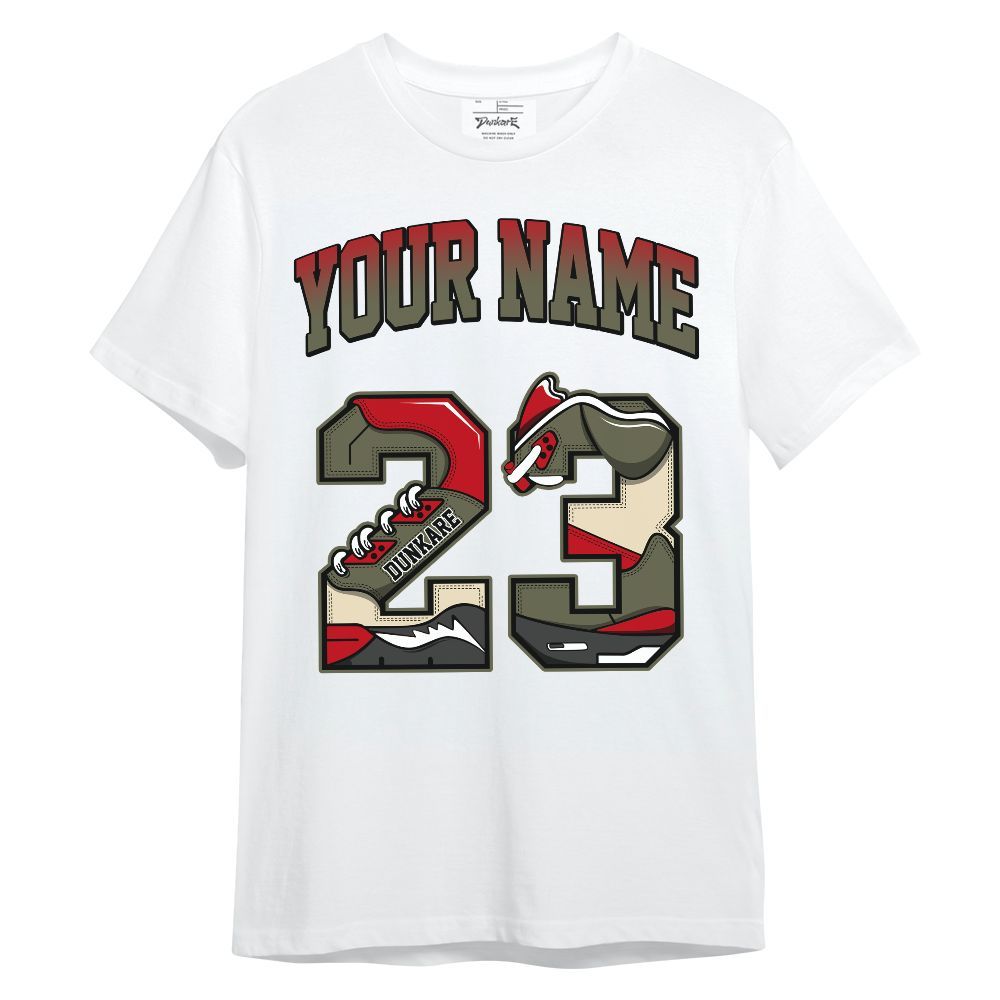 Shirt To Match Low OG Medium Olive 1s - Custom Name Number 23 5s Unisex Shirt