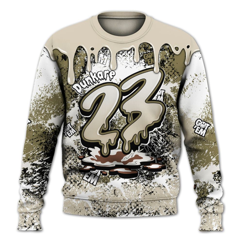 Sweatshirt To Match Sail Neutral Olive 6s - Dripping 23 Drip All Over Print