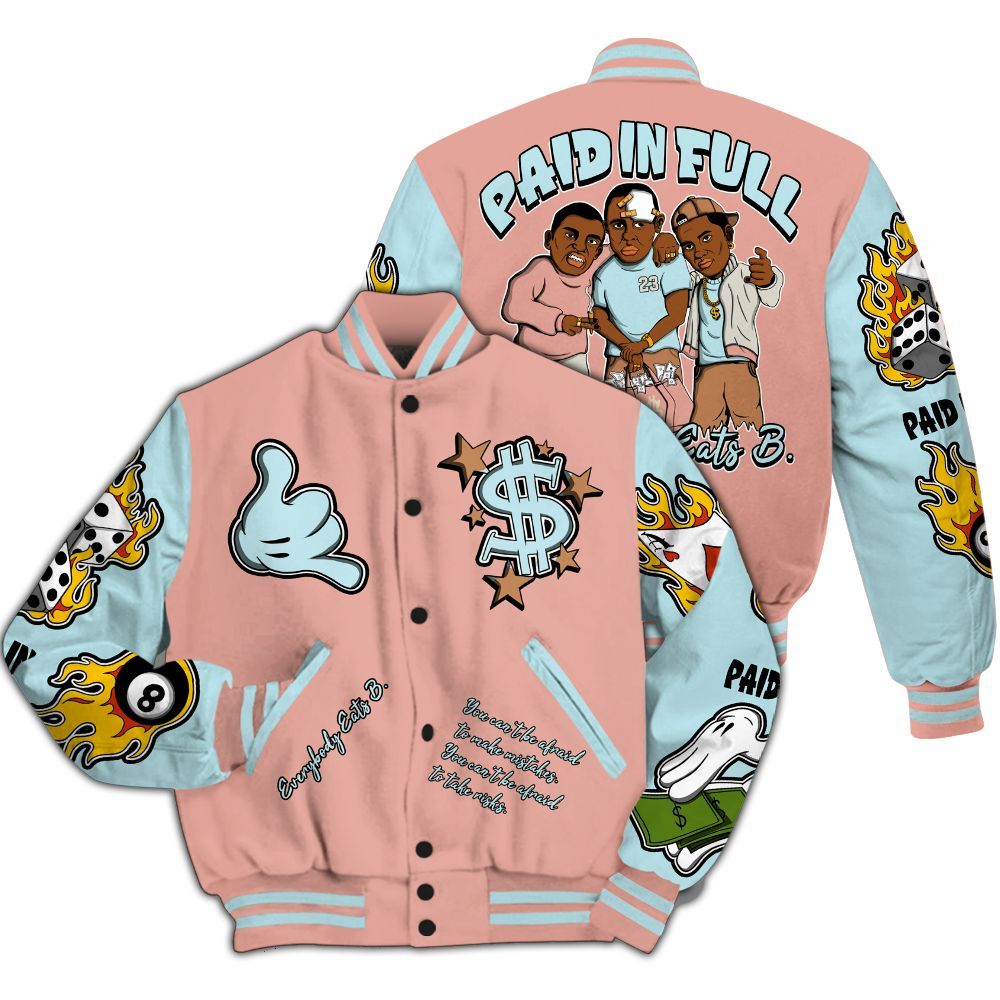 Varsity Jacket To Match Dunk Low Glacier Arctic - Everybody Paid In Full Graphic All Over Print