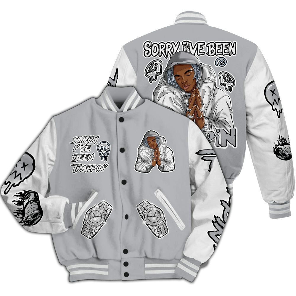 Varsity Jacket To Match Low OG Wolf Grey 1s - Trappin' Unique All Over Print