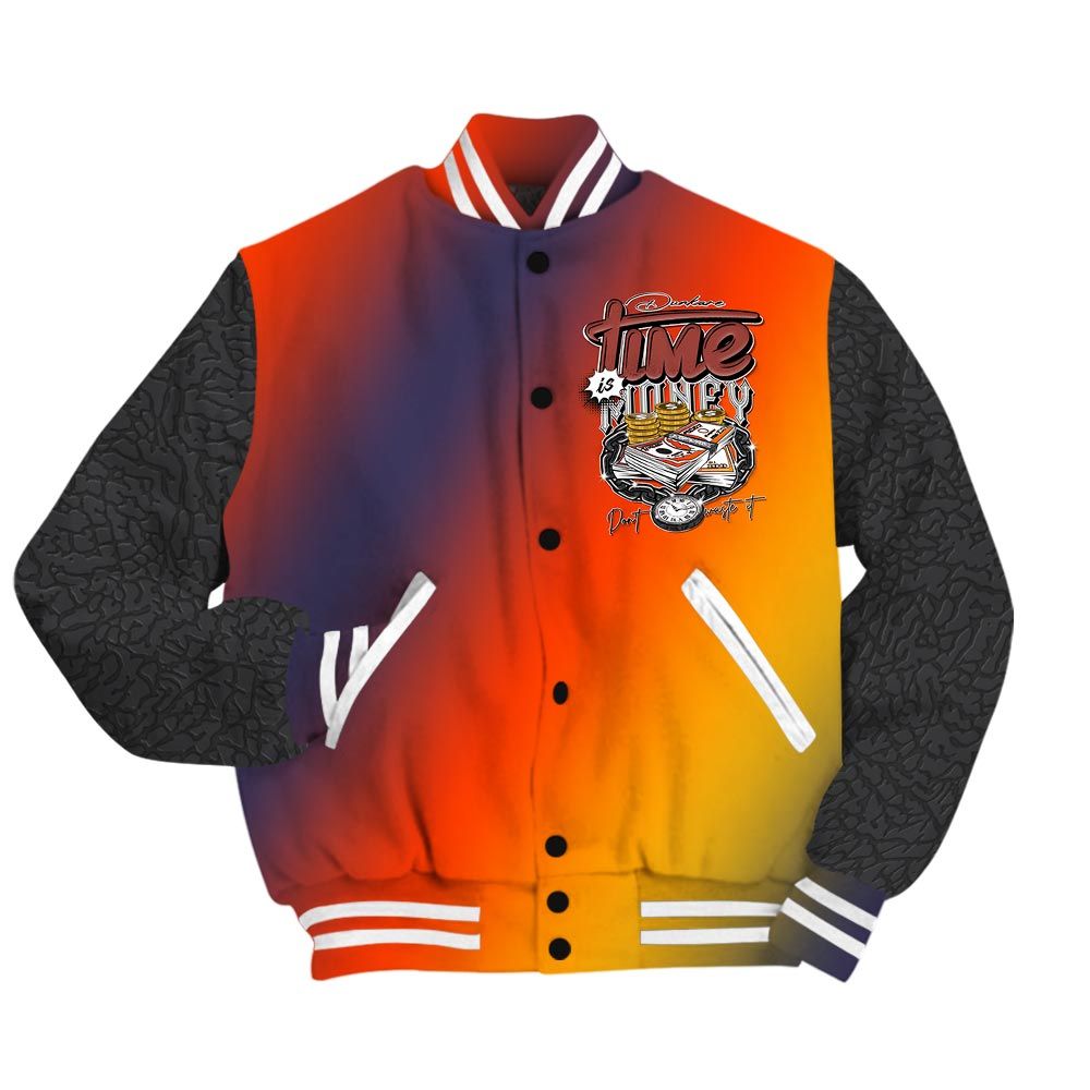 Varsity Jacket To Match J Balvin Rio 3s - Time Is Money Varsity Jacket Outfit 1305 HDT