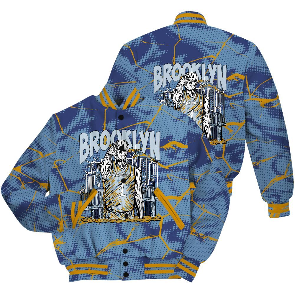 Varsity Jacket To Match High OG First In Flight 1s Shirt - Brooklyn's Skeleton Crack All Over Print