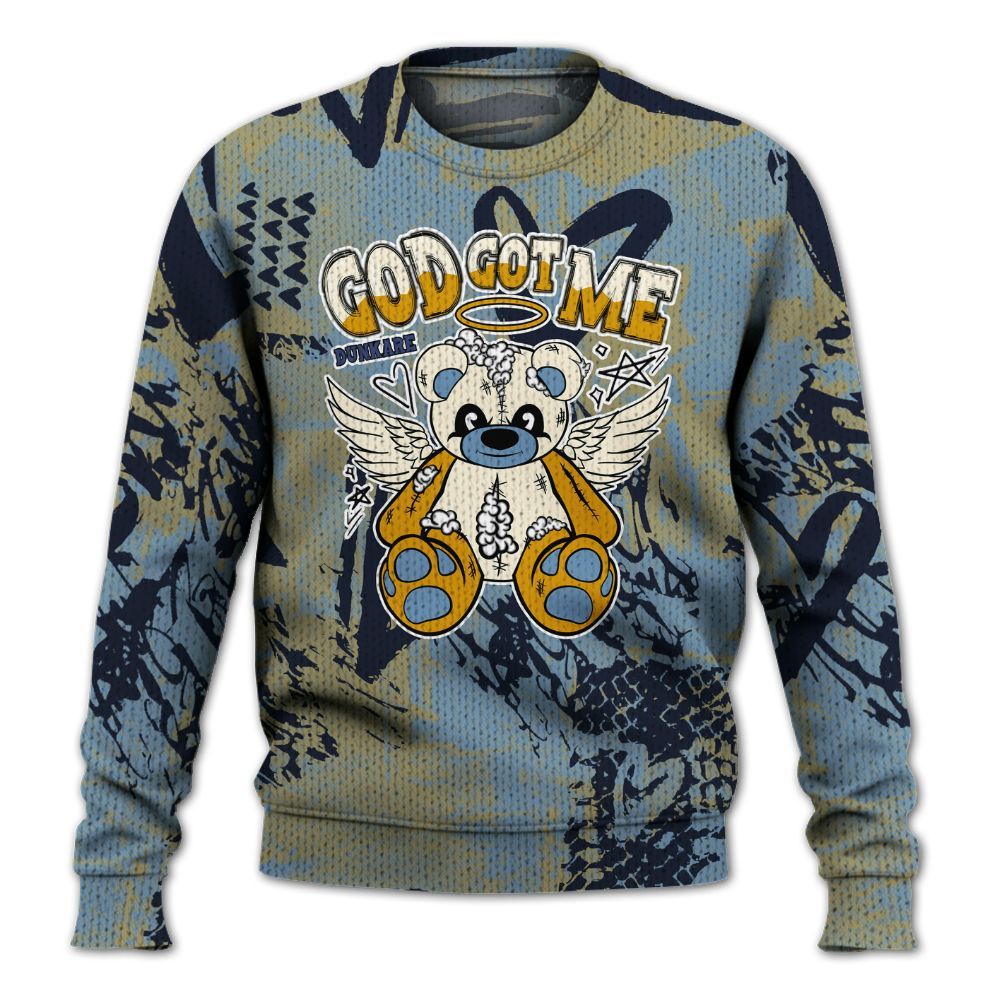 Knitted Sweater To Match High OG First In Flight 1s - Gods Guides Me Bear Heart Grunge