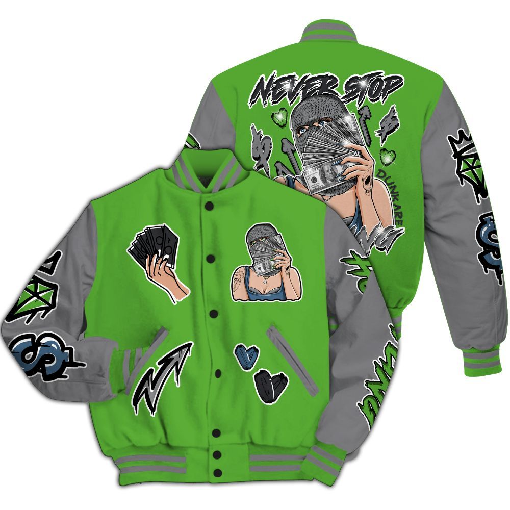 Varsity Jacket To Match Retro Green Bean 5s - Hustling Unique All Over Print