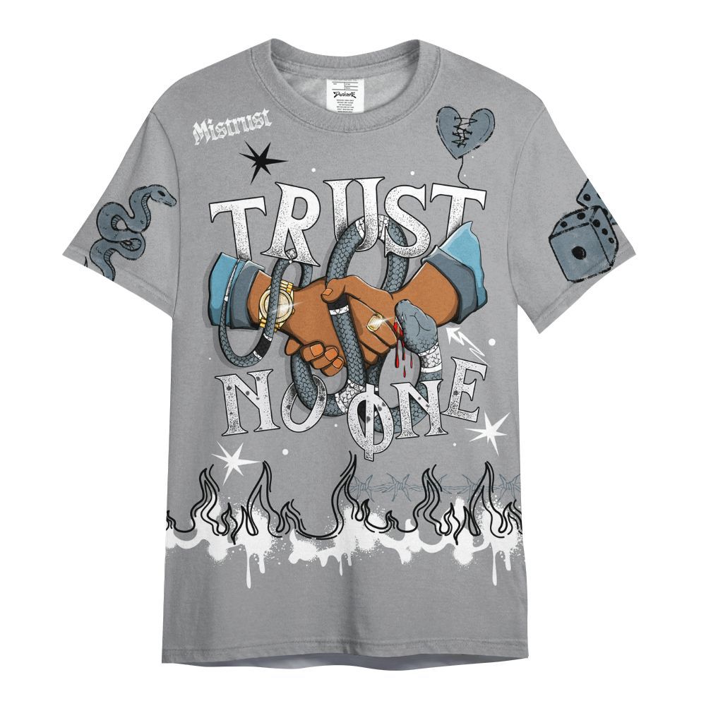 Shirt To Match Retro Light Graphite Wolf Grey 5s - Trust No One Snake-Bite Doodle Crayon All Over Print