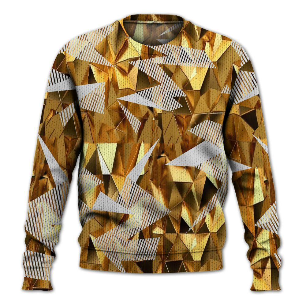 Knitted Sweater To Match NET Gold 4s - Geometric Camouflage Pattern