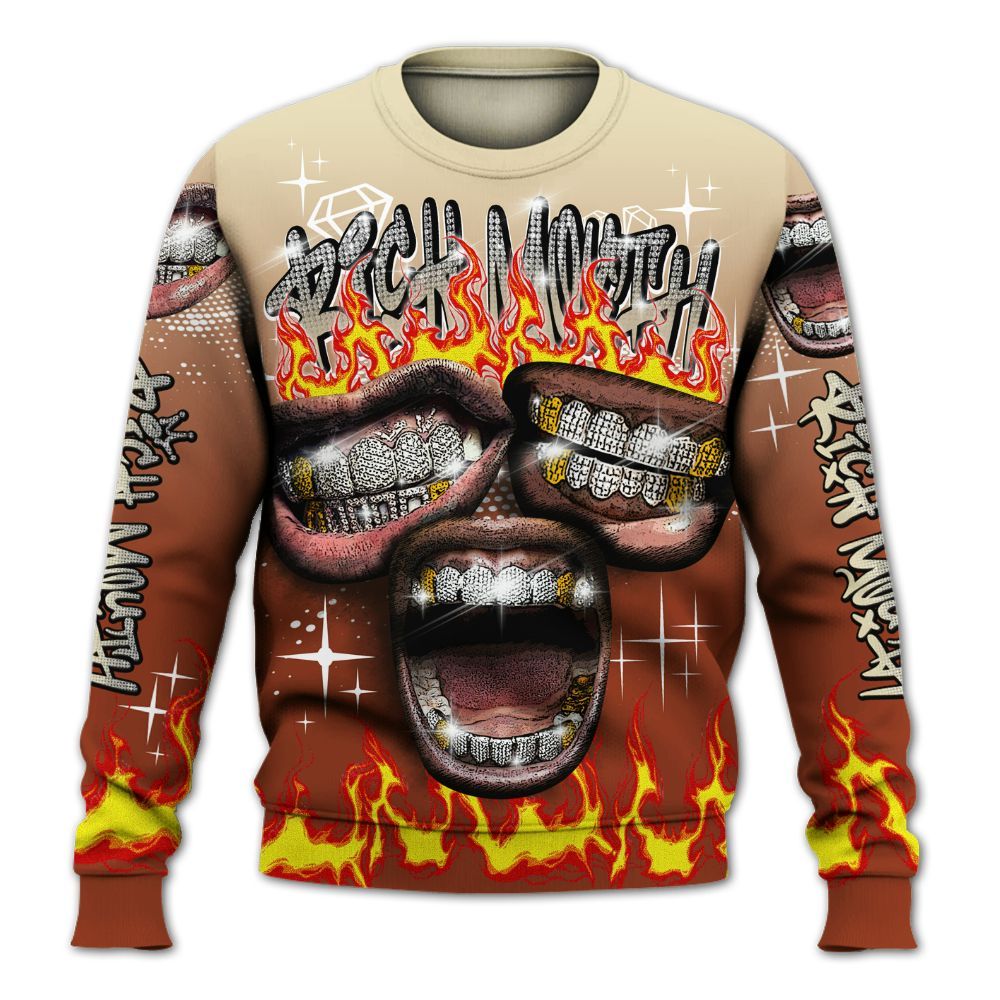 Sweatshirt To Match Retro Eastside Golf 12s - Rich Mouth Fire Rap Retro 90s All Over Print