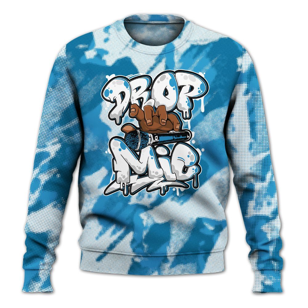 Sweatshirt To Match Powder Blue 9s - Drop Mic Abstract All Over Print
