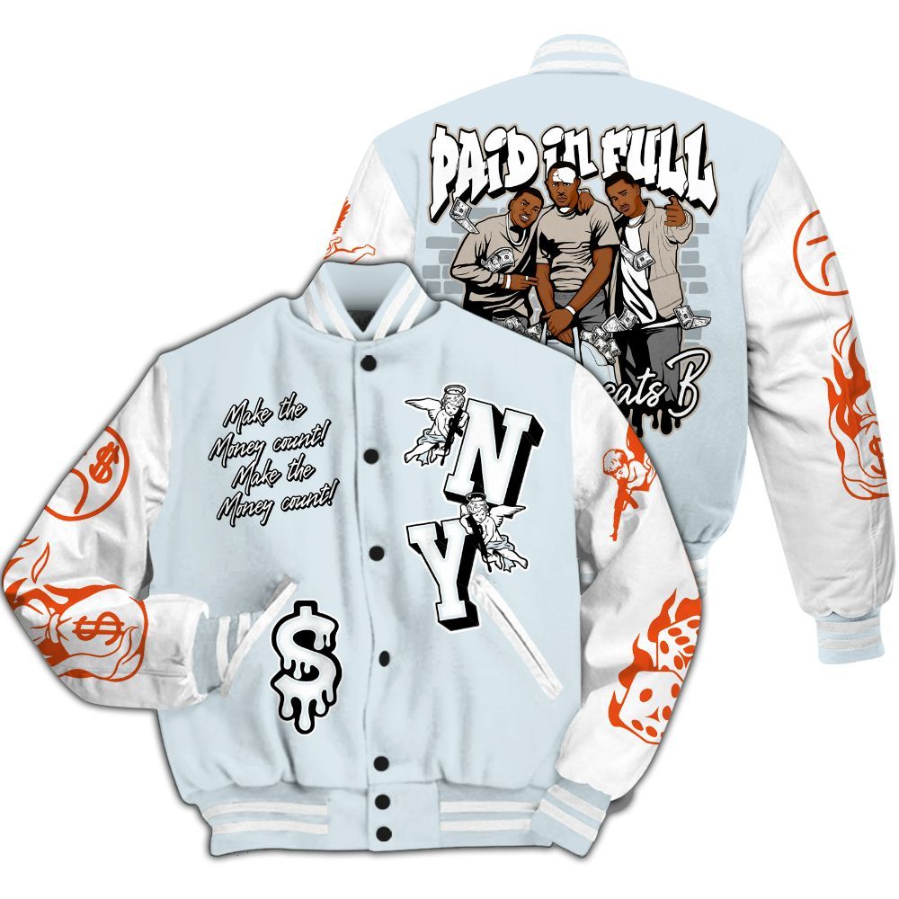 Varsity Jacket To Match High OG Alaska 1s - Paid In Full Money Graphic Varsity Jacket All Over Print