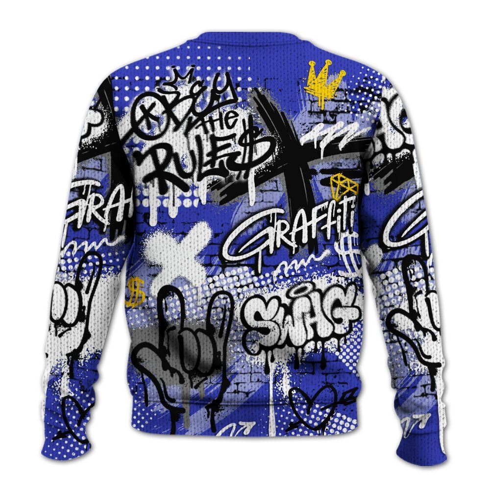 Knitted Sweater To Match Retro Black Concord 12s - True It Real Graffiti Streetwear