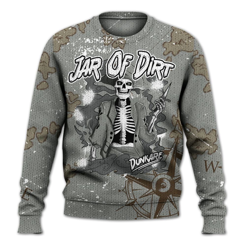 Knitted Sweater To Match Paris Cement Grey 4s - Skeleton Jar Of Dirt Retro