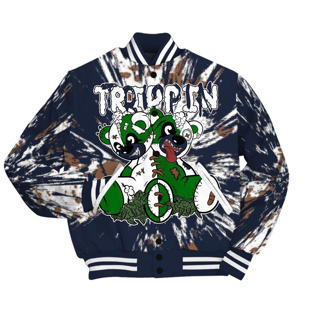 Varsity Jacket To Match Midnight Navy 13s - Trippin Bear Luxury Varsity Jacket Unisex