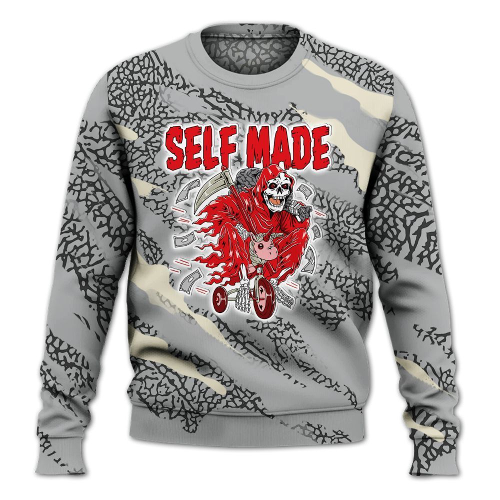 Sweatshirt To Match Cement Grey 3s - Self Make Skeleton Colored All Over Print