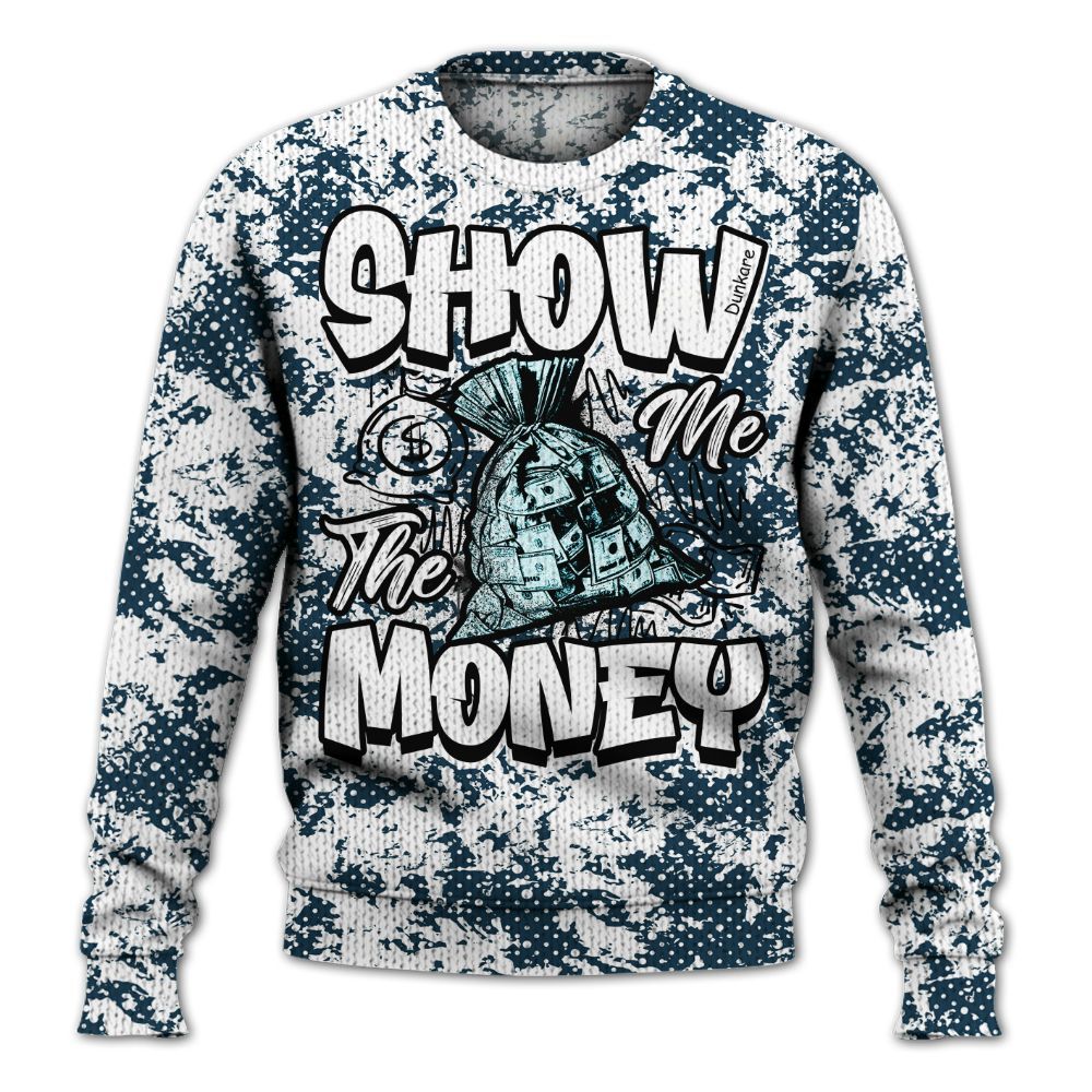 Knitted Sweater To Match Air Navy Baltic Blue - Show Me The Money Retro