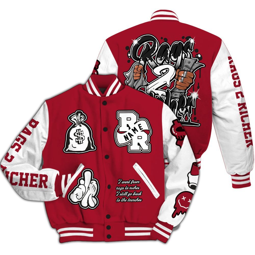 Varsity Jacket To Match High OG Black Toe Reimagined 1s - Rag 2 Rich Graphic Custom Name All Over Print