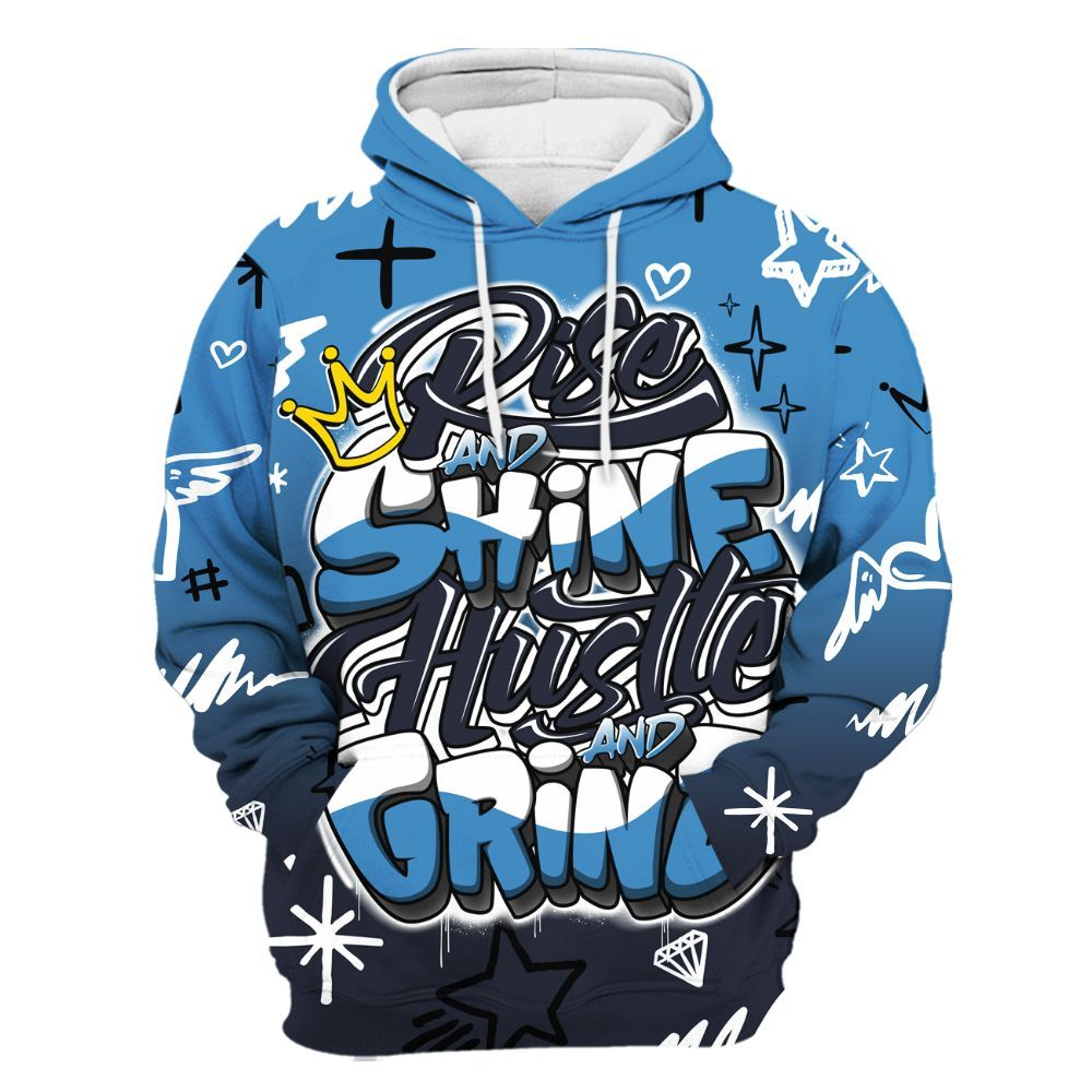 Hoodie To Match Low OG Obsidian 1s - Rise Shine Hustle Grind All Over Print