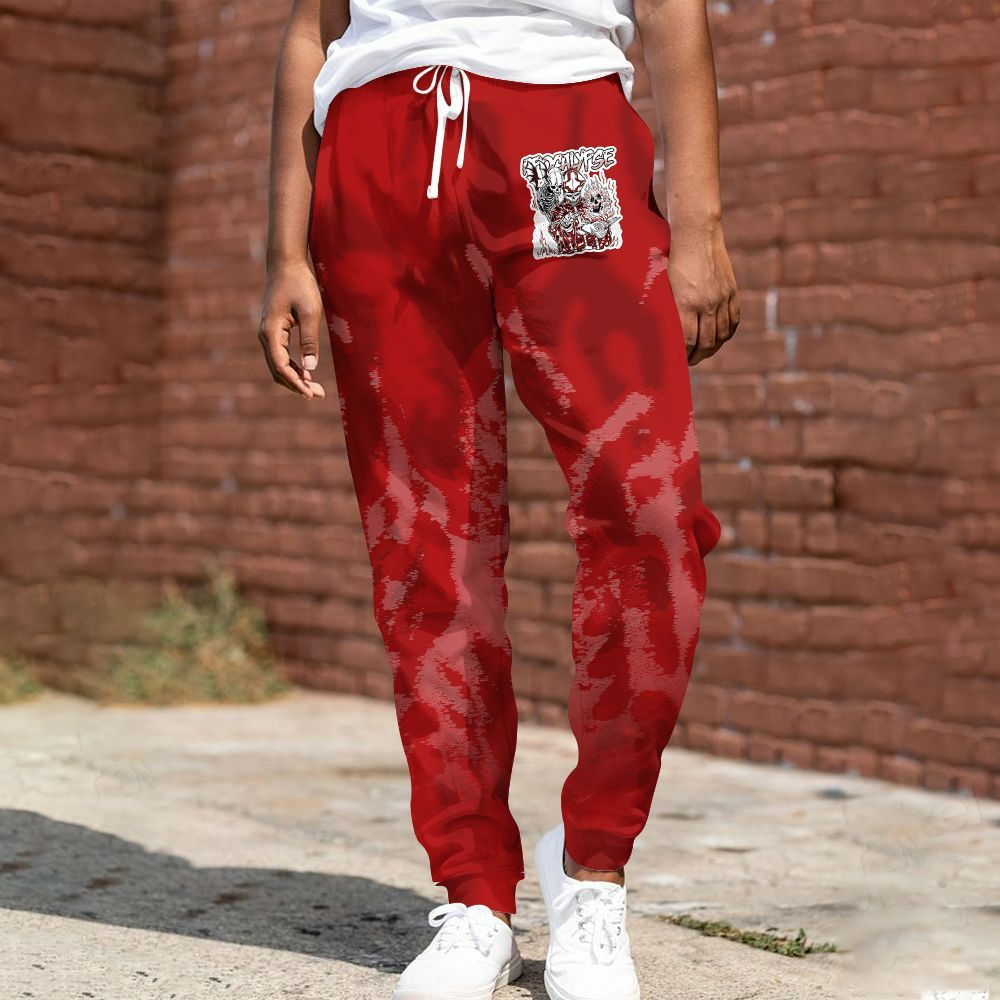 Sweatpant To Match Red Taxi 12s - Apocalypse Skeleton Burn All Over Print