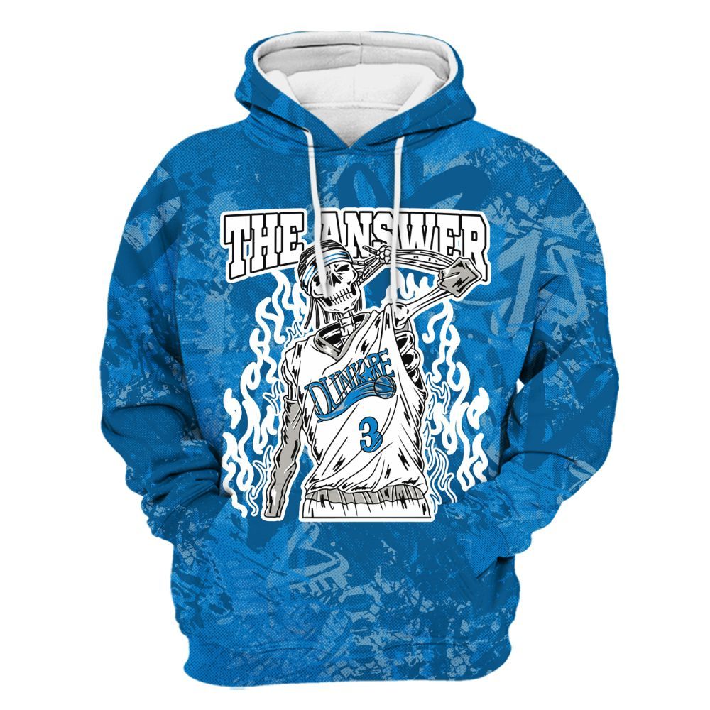 Hoodie To Match Industrial Blue 4s - Allen Answer Skeleton Heart All Over Print