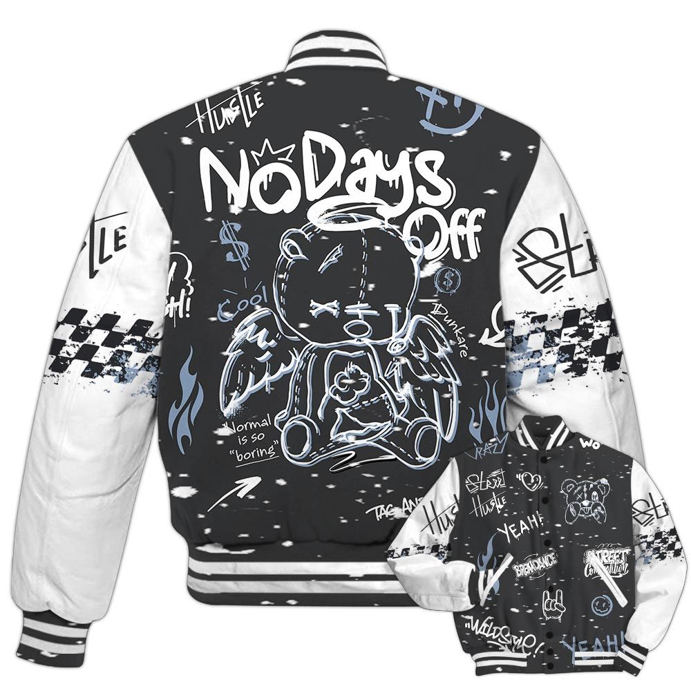 Varsity Jacket To Match Reverse Black White 6s - No Days Off Retro Varsity Jacket Outfit
