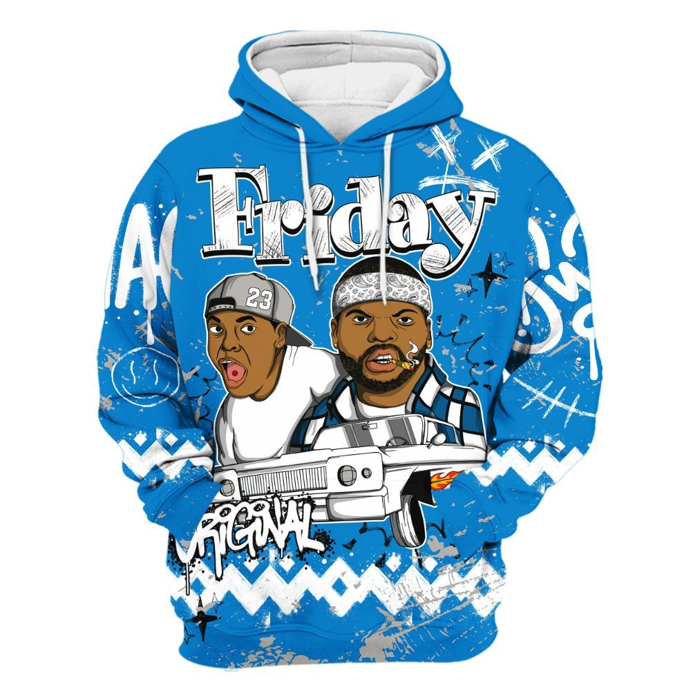 Hoodie To Match Industrial Blue 4s - Friday Sneaker Crayon All Over Print