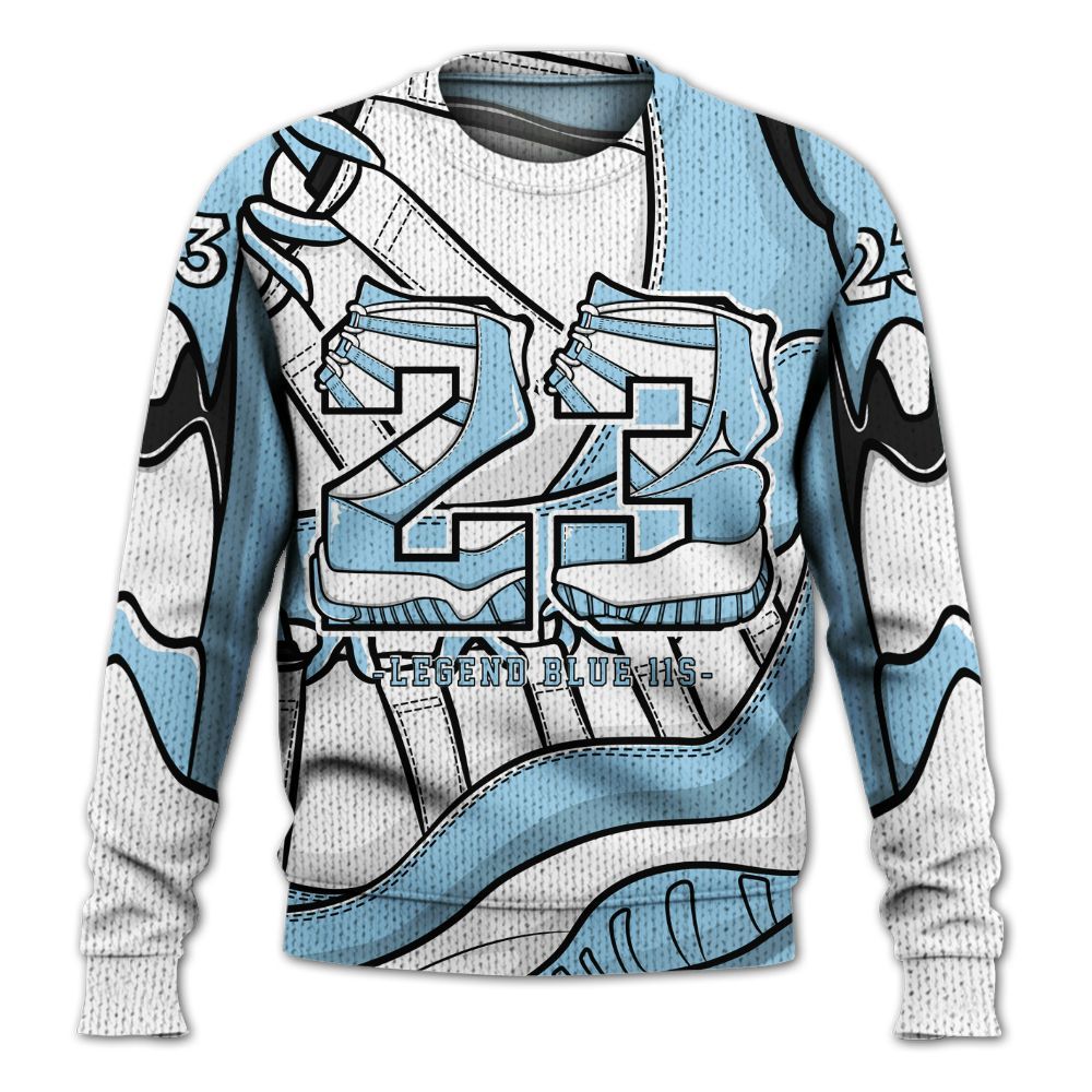 Sweater To Match Legend Blue 11s - Number 23 Style 11s Graphic