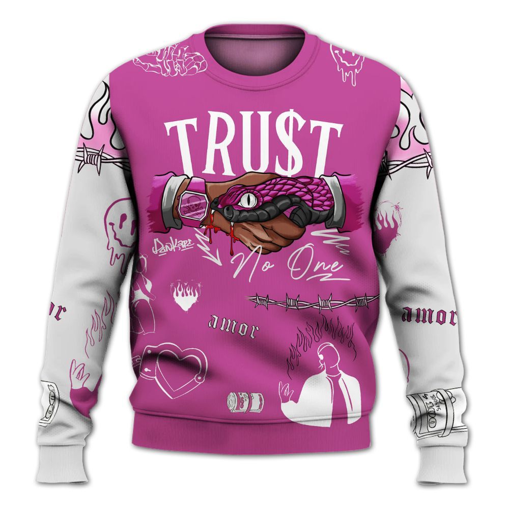 Sweatshirt To Match Dunk Low Active Fuchsia - Snake Trust No One All Over Print