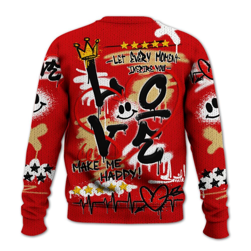 Knitted Sweater To Match Ja 2 Halloween - Happy Love Beats Graffiti Streetwear