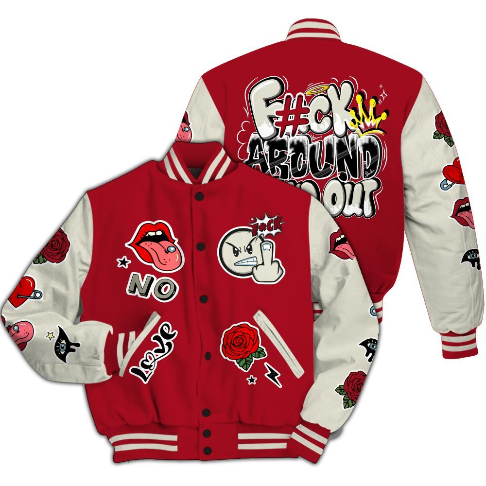 Varsity Jacket To Match 2025 High OG Cinnabar 1s - FK Around Find Out All Over Print