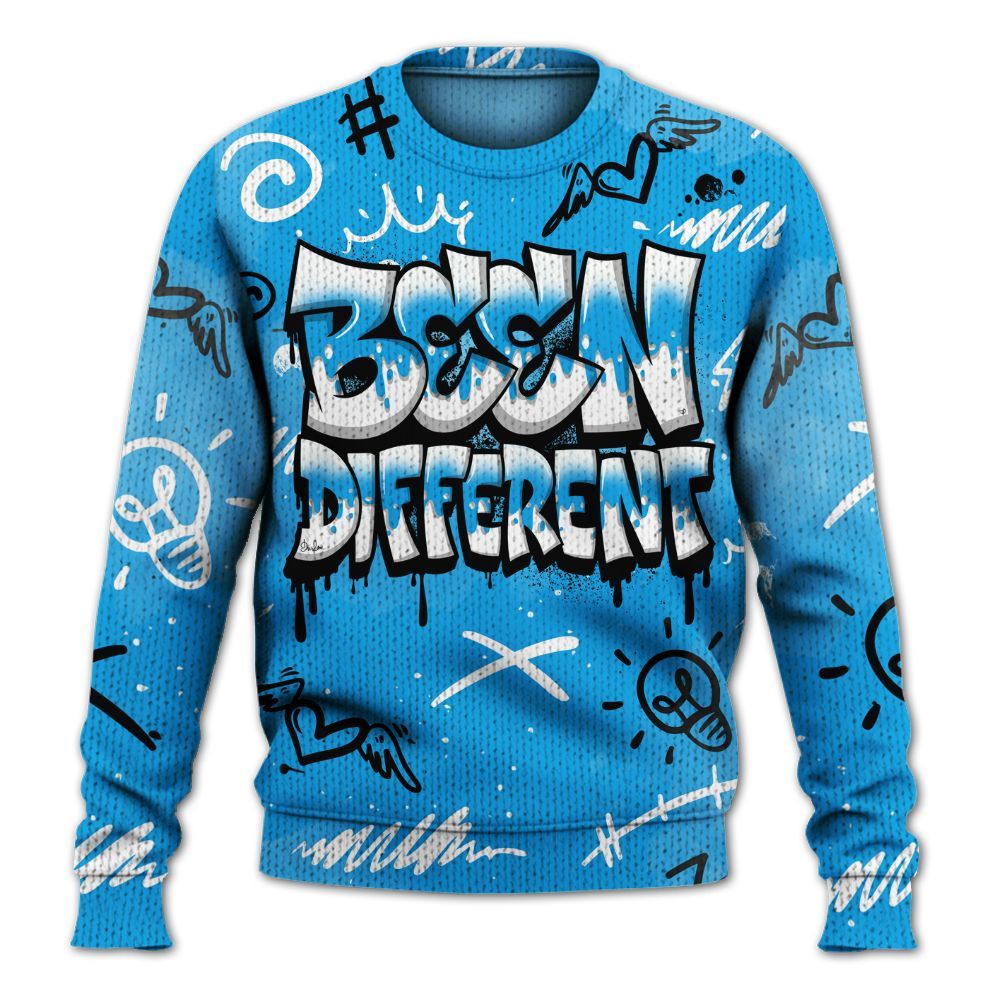 Knitted Sweater To Match Black University Blue 2022 13s - Drip Been Di2ferent