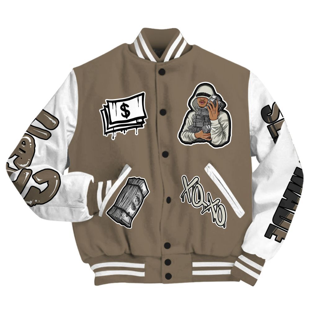 Varsity Jacket To Match Low OG Dark Mocha 1s - Selfmade Unique All Over Print