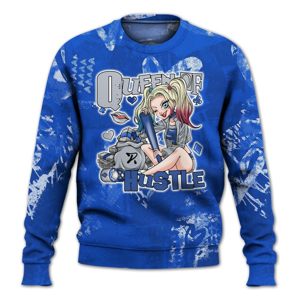 Sweatshirt To Match Air Foamposite One Royal - Hustles Quiinn Heart Grunge All Over Print
