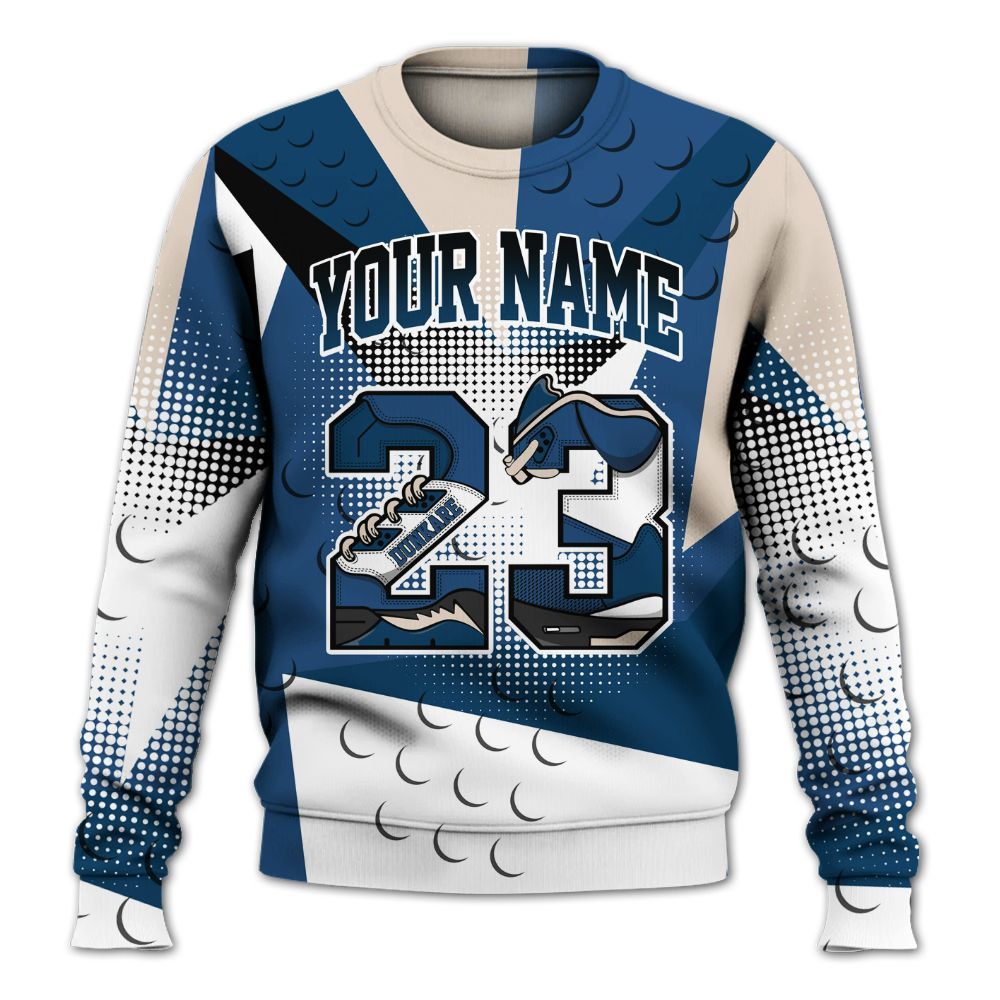 Sweatshirt To Match High OG Midnight Navy 1s - Poly Custom Name Number 23 5s All Over Print