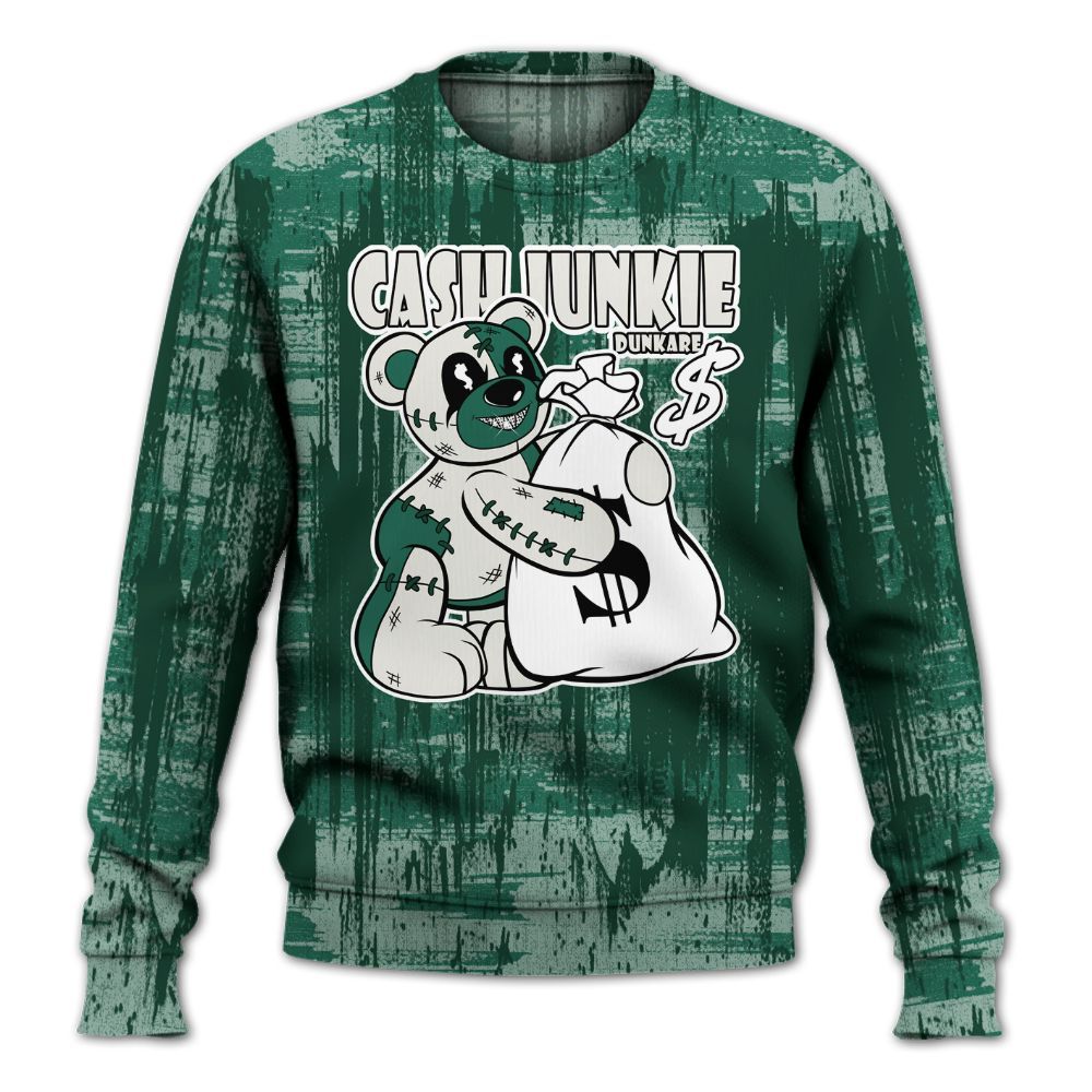 Sweatshirt To Match Oxidized Green 4s - Cashs Junkie Bear Glitch Art All Over Print