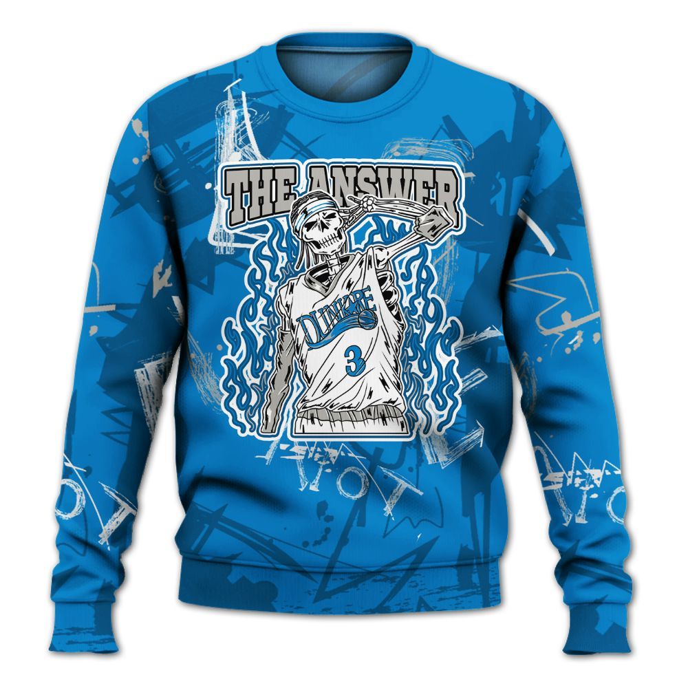 Sweatshirt To Match Military Blue 4s - Allen Answer Skeleton Messyz All Over Print