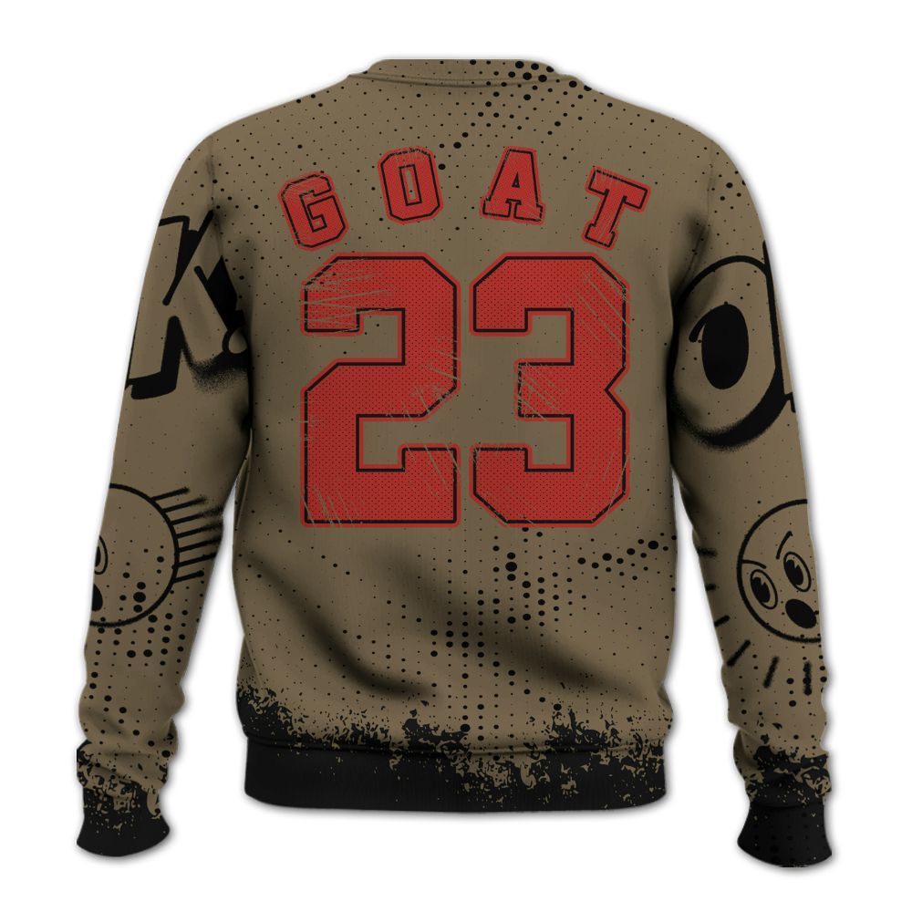 Sweatshirt To Match Olive 9s - FlightMan Number 23 G.O.A.T All Over Print