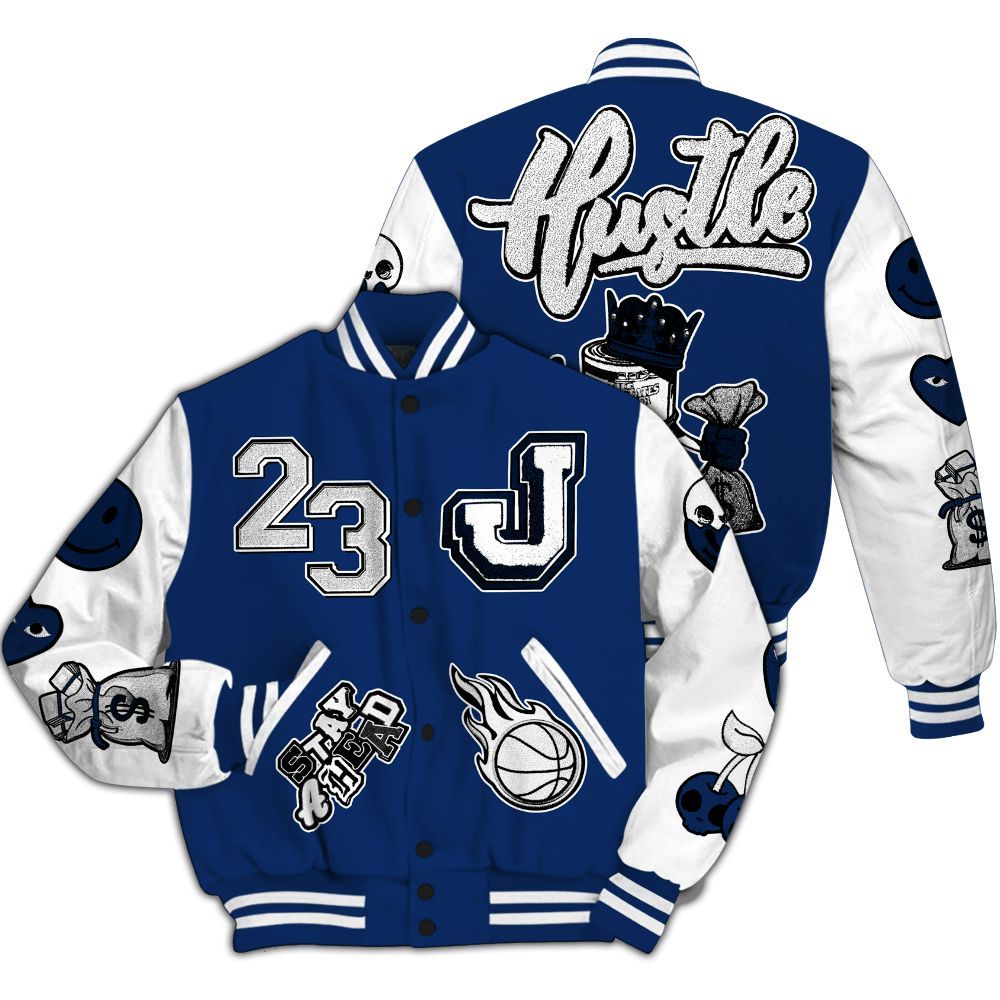 Varsity Jacket To Match High OG Deep Royal Blue 1s Shirt - Hustles Money Number 23 All Over Print