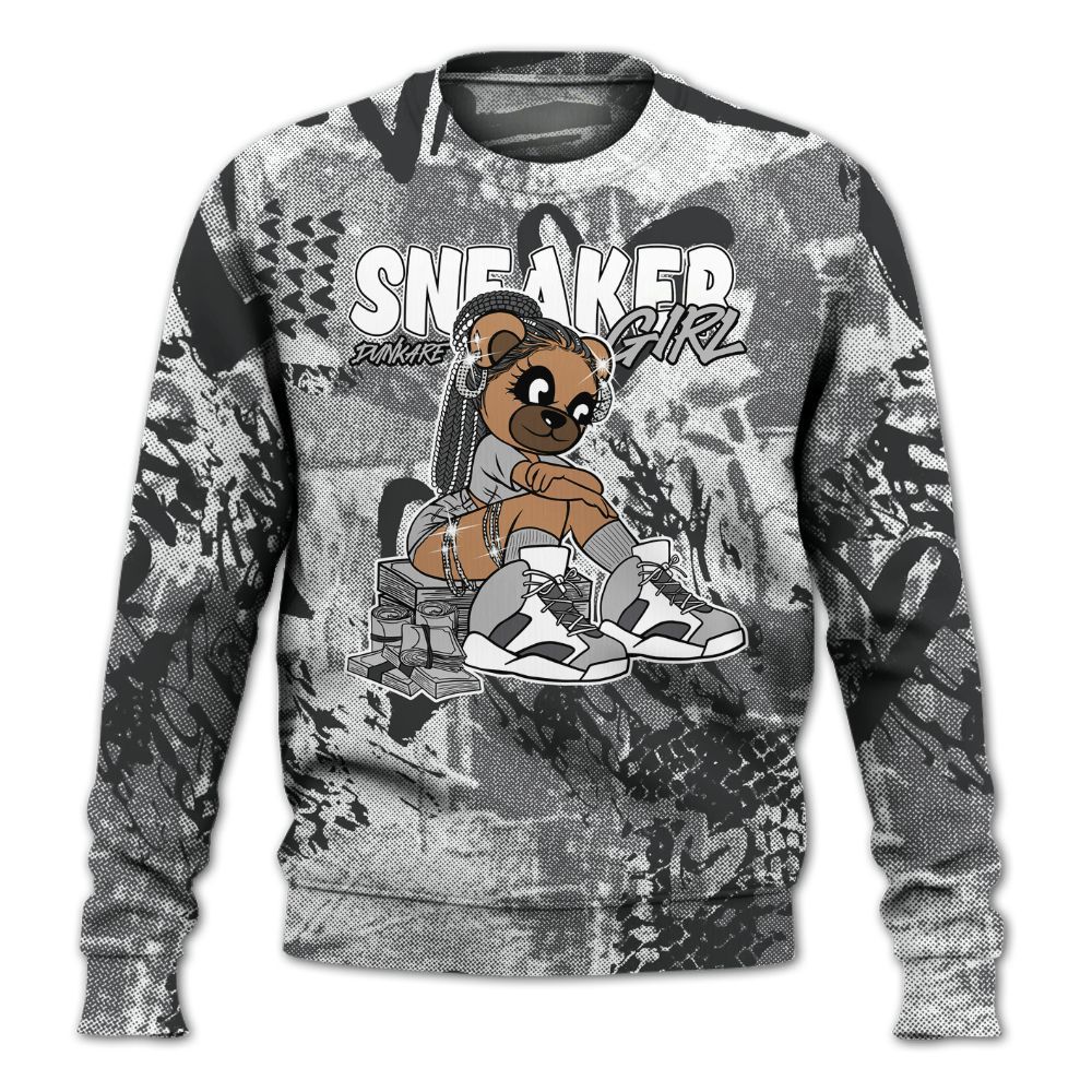 Sweatshirt To Match White Thunder 4s - Sneaker Girl Bear Heart Grunge All Over Print