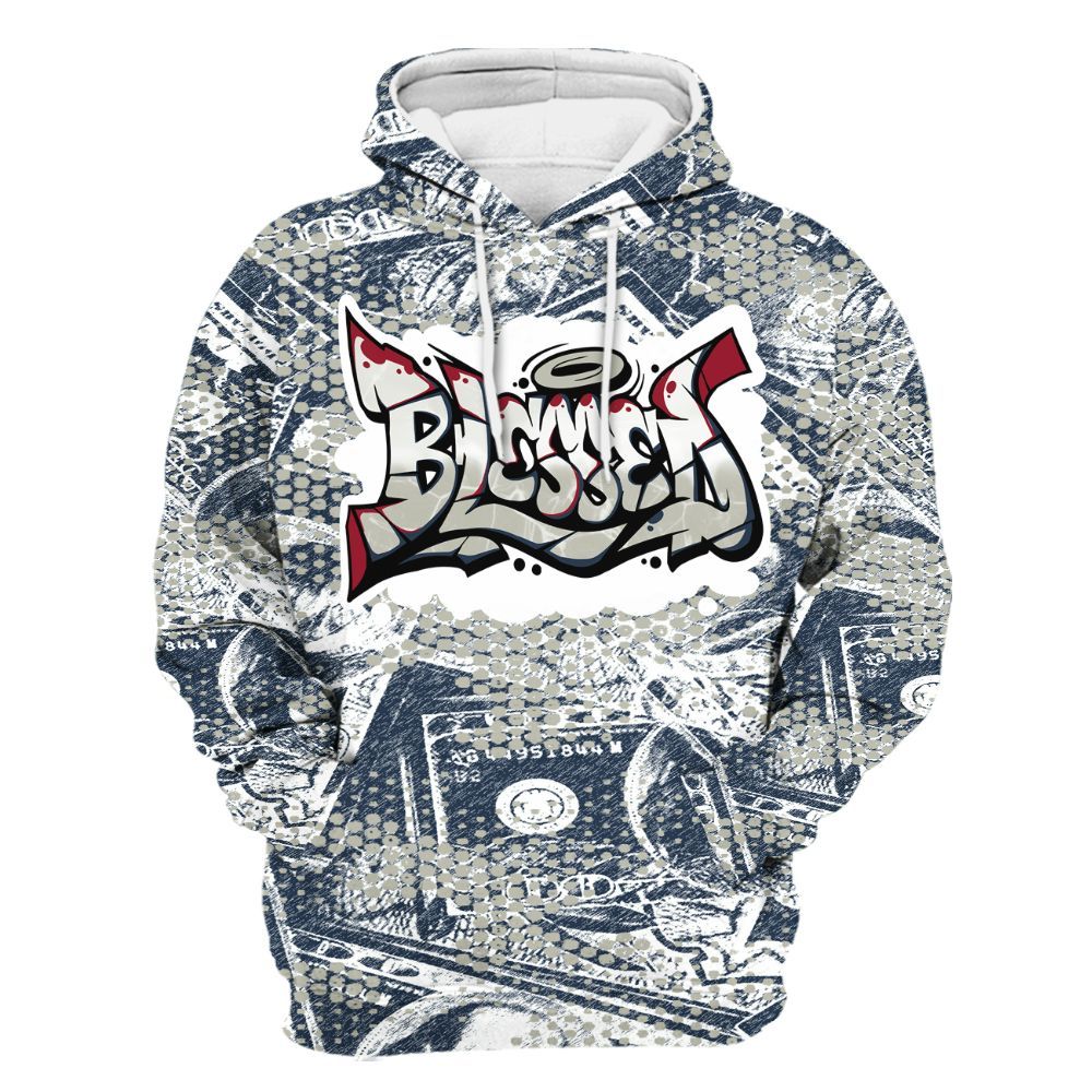 Hoodie To Match Navy Blue 2024 6s - Blessing Graphic Banknotes All Over Print