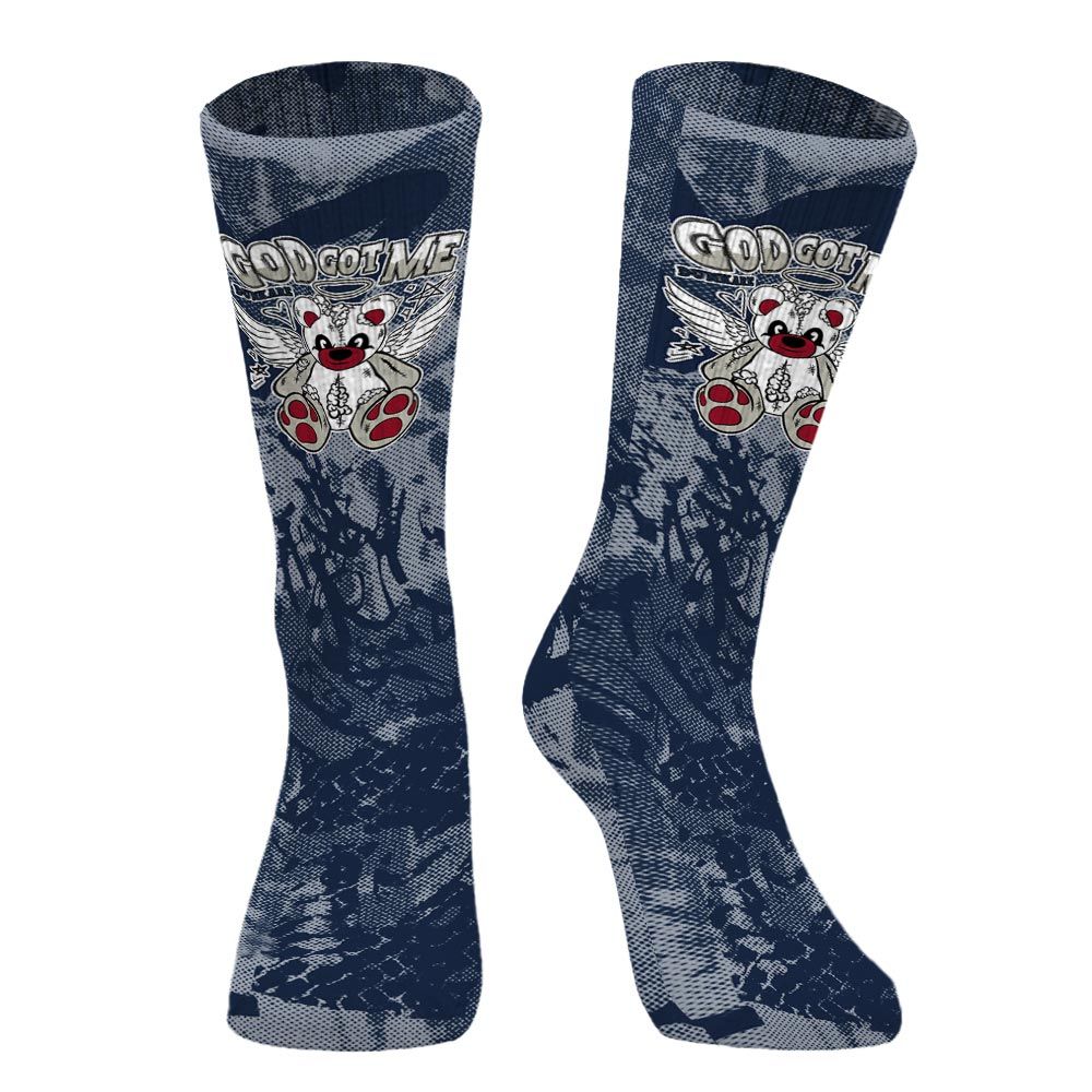 Sock To Match White Midnight Navy 6s - Gods Guides Me Bear Heart Grunge