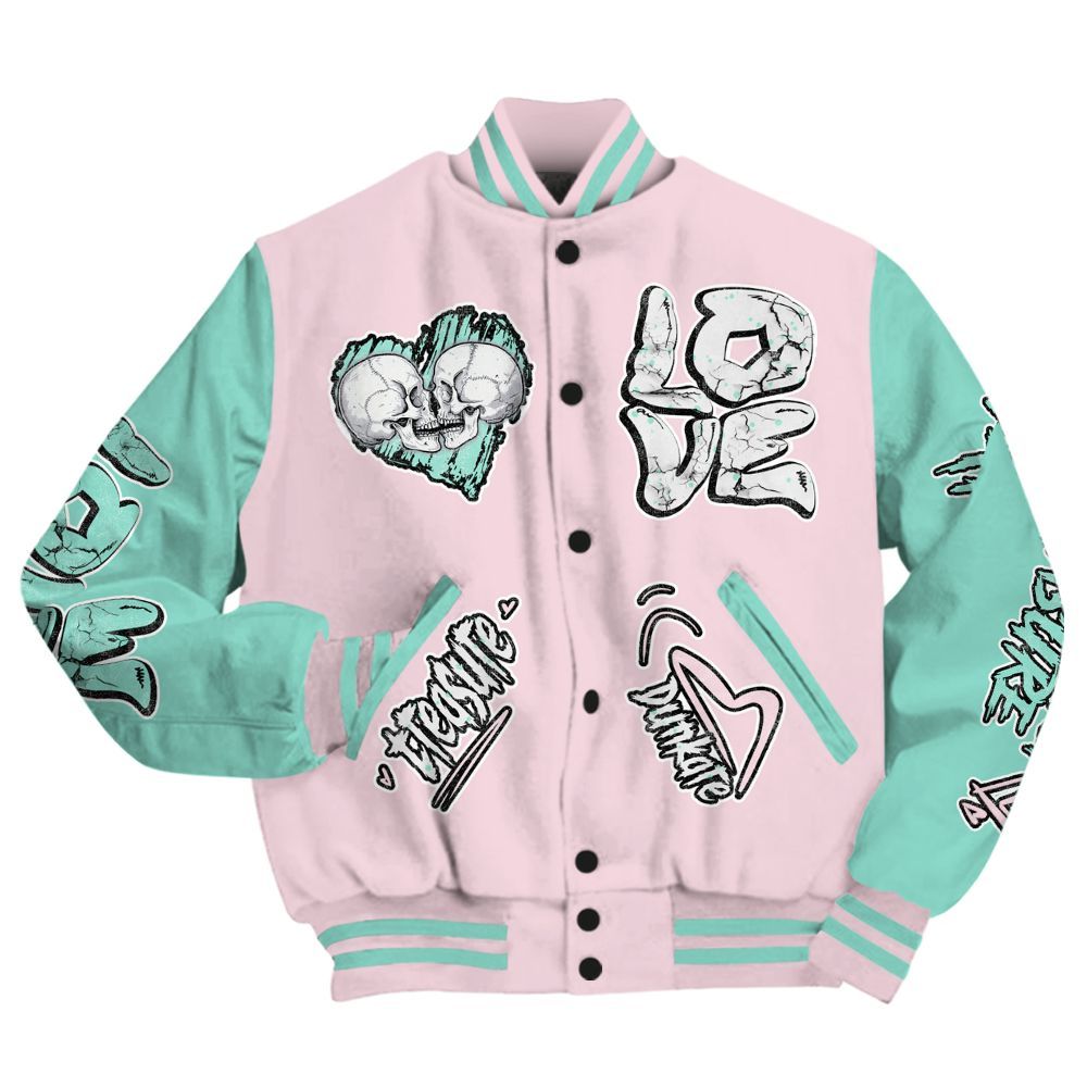 Varsity Jacket To Match Retro Easter 5s - Skull Love All Over Print