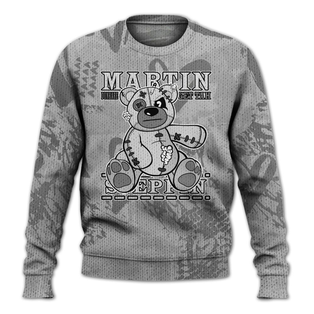 Knitted Sweater To Match Black Wolf Grey 12s - Tah Steppin Bear Heart Grunge