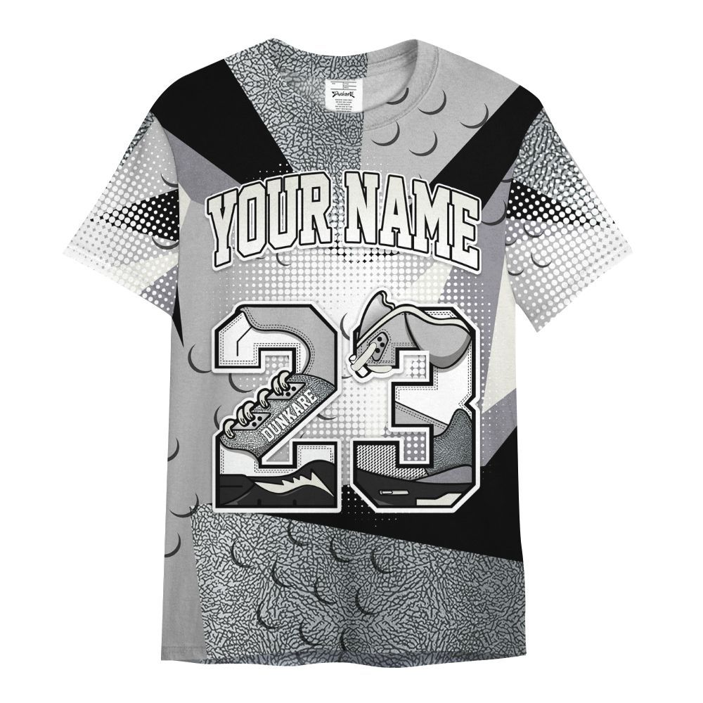 Shirt To Match Cement Grey Silver 3s - Custom Name 23 5s All Over Print